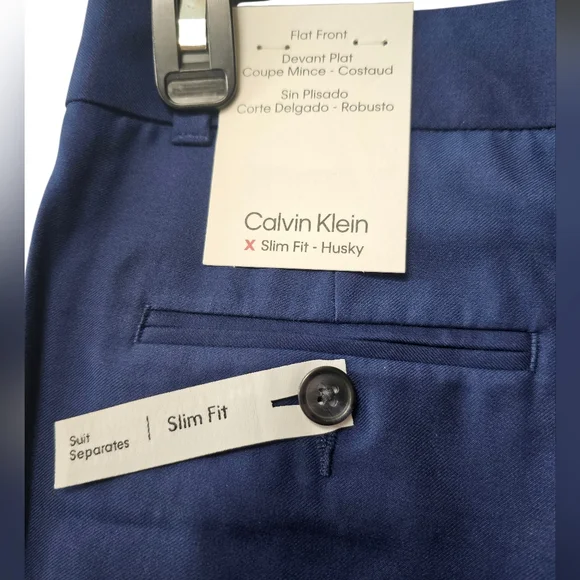 Calvin Klein Boy's Flat Front Slim Fit Husky Pant Blue Brilliant Size 10 NWT - Picture 7 of 9